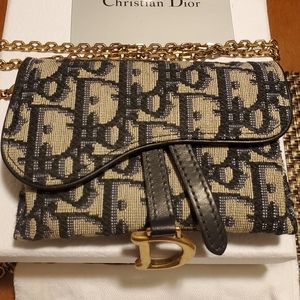 Christian Dior Nano Oblique Saddle Chain pouch